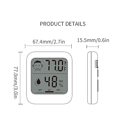 HATUSOKU Pack of 2 Digital Thermometer and Hygrometer with Comfort Face Display, Hygrometer, Stand, Magnet, Hanging, Simple, Infectious Disease Prevention, Heat Stroke Prevention