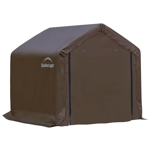 ShelterLogic 6' x 6' x 6' Agricultural 3-in-1 Run-in Loafing Shed Animal Shelter with Waterproof Cover, Brown
