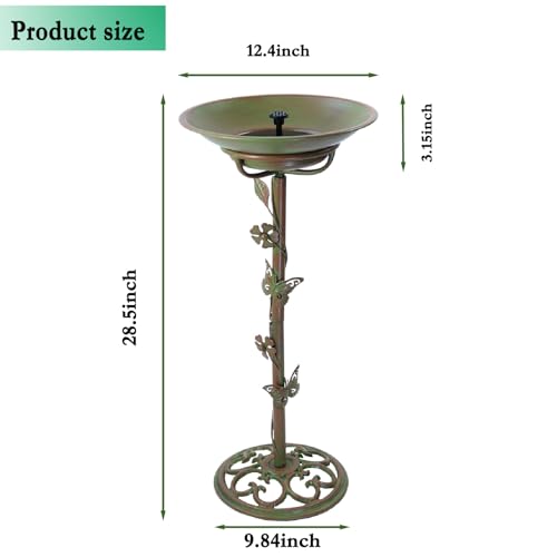 28.5"H Solar Bird Bath for Outside,Cast Iron Bird Bath with Solar Fountain | Metal Bird Baths Bubbler,Birdbaths for Outdoors,for Garden Outdoor Decoration - color: GREEN-C
