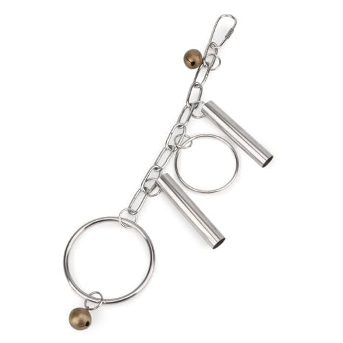 Hypeety Stainless Steel Bird Bell Toys Heavy Duty Hanging Bell Toy for Cage | Rustproof, durable, safe for metal cage, easy-hanging, with 2 rings, for cockatoos/macaws/african grey/large parrots and bird - color: Bells+Rings