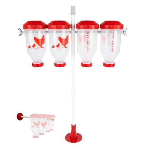 RentACoop Chicken Treat 4 Tube Dispenser – Multi-Treat Enrichment Toy - size: Large Clear Tubes