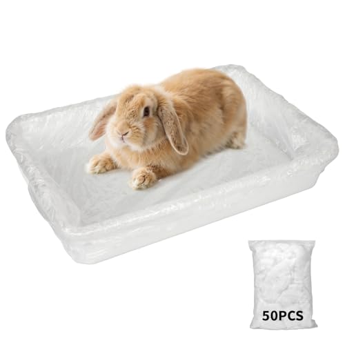BESNEW Small Animal Bedding & Litter,50 pcs Disposable Rabbit Cage Liner Bags 3s Quick Clean for Bunny Cat Guinea Pig Ferret Chinchilla