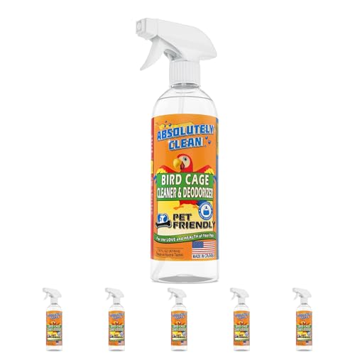 Absolutely Clean Amazing Bird Cage Cleaner and Deodorizer - Just Spray/Wipe - Safely & Easily Removes Bird Messes Quickly and Easily - Made in The US - Fragrance Free - (16oz Pack of 6) - style: 16 Fl Oz (Pack of 6)