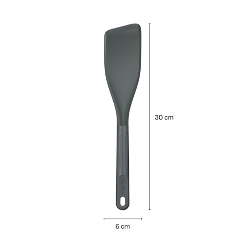 Zyliss E980236 Easy Lift Turner, Sustainable Wheatstraw/Silicone, Spatula for Cooking, Non Stick, Heat Resistant Silicone Head, Beluga Grey, 11.8" x 23.", Dishwasher Safe, 5 Year Guarantee | Made From Sustainable Wheat Straw Handle Kitchen Spatula With Si