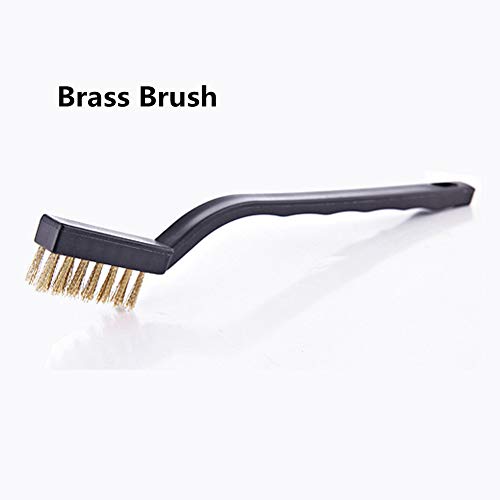 YiwerDer 12PCS Mini Wire Brushes, Stainless Steel & Brass Brush Set, Curved Handle Scratch Brush for Automotive, Cleaning Welding Slag and Rust - style: 12Pcs Wire Brushes Set