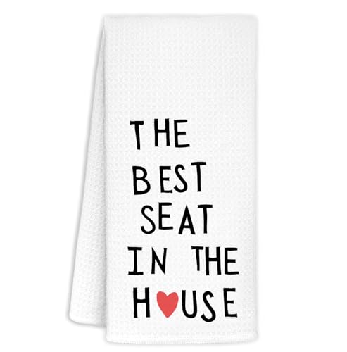 Funny Bathroom Kitchen Towel Dish Towels for Kitchen Decor 16x24 Inch,The Best Seat in The House Hand Towels,Funny Gifts for Women Friends Housewarming Neighbor Gifts - color: Funny-house