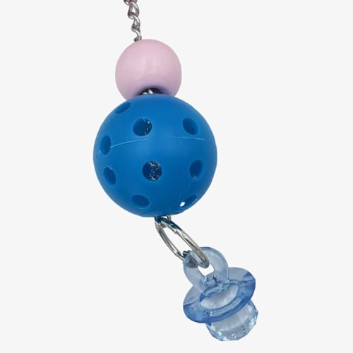 Pullable Bird Plastic Ball Toys with Acrylic Pacifiers and Flowers, Colorful Parrot Toys for Medium and Large Parrot Quaker Monk Parakeet Sun Conures (Pink) - color: Pink