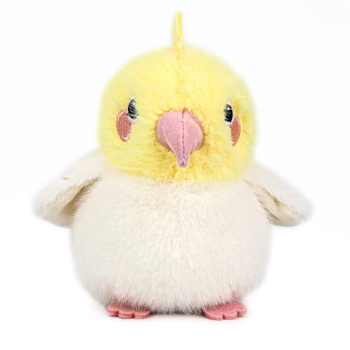 4.7 inches Cockatiel Plush Realistic Yellow Bird Stuffed Animal Cute Plush Toy Bird Bag Pendant Christmas Birthday Valentine's Day Gift for Friends Kids - color: Cockatiel