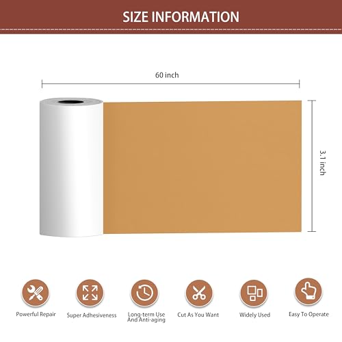 Besezx Leather Repair Patch Tape Kit, Self Adhesive Leather Repair for Furniture, Couch, Sofa, Car Seats,Office Chair,Vinyl Repair Kit.3.1inx60in - color: Khaki, size: 3.1 in x 60 in