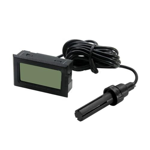 Digital Thermometer Hygrometer with Probe, LCD Display Temperature Humidity Meter for Indoor Incubator Reptile Plant Terrarium, Embedded Installation, Wide Range 10 to 99