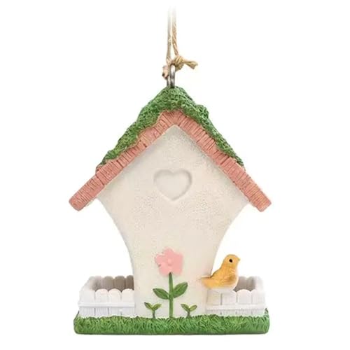 Bird Feeder House,Outdoor Hanging Bird's Nest, Hummingbird Houses,Wooden Fence Design, Butterfly and Bird Accents,Outdoor Hanging Design (Floral Pattern) - style: Floral pattern