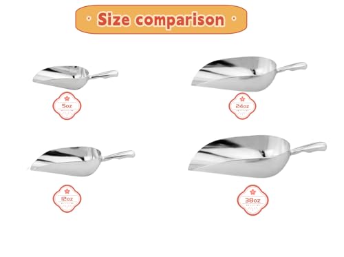 Heavy-Duty Cast Aluminum Kitchen Scoop - Rust-Proof, Ergonomic S-Handle Ice Cube Endurance Scoopfor Ice, Candy, Popcorn, Coffee Beans, Flour & Pet Food - Commercial-Grade Durable Design (M（12oz）) - size: M（12oz）
