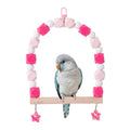 Birds Swing Parrot Hanging Toy Wooden Perch Bird Chew Toys for Love Birds，Parakeet，Cockatiel, Mynah, Budgerigar (Pink Rose, Medium) - color: Pink Rose