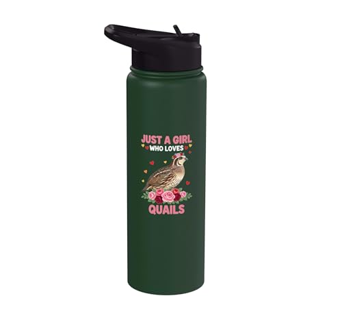 Bird, For The Girl Who Adores Quails Stainless Steel Insulated Water Bottle - color: Dark Green
