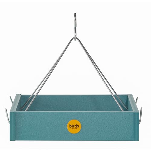 Birds Choice Small Hanging Platform Bird Feeder | Lake Blue | Recycled Plastic Tray with Draining Mesh Bottom, Made in USA, Welcomes a Variety of Wild Birds - color: Lake Blue