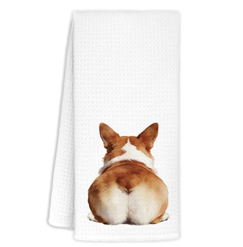 Funny Corgi Butt Kitchen Towel Dish Towels Dish Cloth,Funny Corgi Hand Towels Tea Towel for Bathroom Kitchen Decor,Dog Lovers Women Girls Gifts 16x24 Inch - color: Funny-corgi Butt
