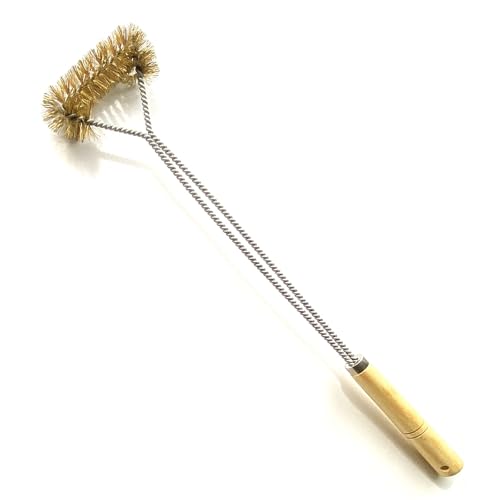 SUNRISE Fryer Brush with Long Handle (Brass, Single Brush) - color: Brass, size: Single Brush