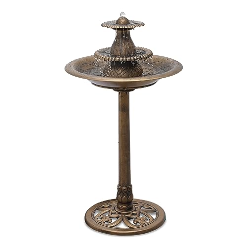 Outdoor Garden Bird Bath, 37" Water Fountain and Birdbath, Bronze | all Outside 3-Tiered Pedestal Antique Water Fountain and Birdbath for Garden Patio Deck Porch Backyard, 5L Capacity - color: Bronze