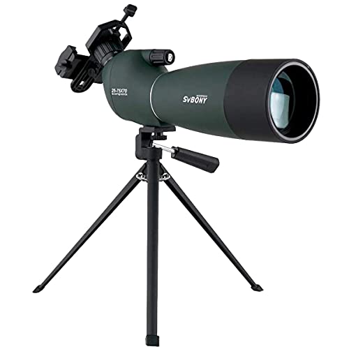 SVBONY SV28 Spotting Scope, Angled 25-75x70 with Tripod for Target Shooting | Spotter Scope, Beginner for Bird Watching, Wildlife, Clearly at 200 Yards, with Phone Adapter, Light Waterproof Fogproof - style: 25-75×70