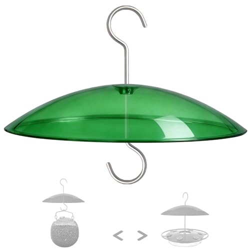 8" Mini Plastic Rain Cover for Bird Feeder, Green Weather Guard Baffle Dome | Stainless Hooks, Small Protective Shield for Hanging Outdoors, Bird House Protector against Rain/Snow/Sun/Poop, Dia. 20cm - color: Green, size: 1PC/Pack