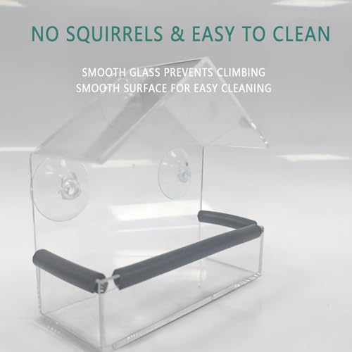 Window Bird Feeder with Strong Suction Cups (Small House) | Fixed Seed Tray, Transparent Acrylic Birdfeeder for Outdoor, for Wild & Pet Bird Watching Love - style: Small House