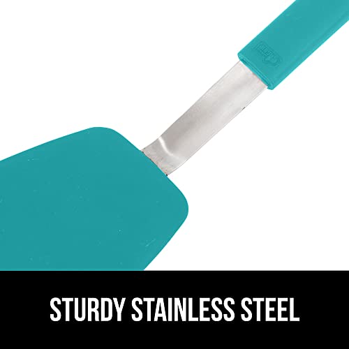 GORILLA GRIP BPA-Free Silicone Spatula for Non Stick Frying Pan, Heat Resistant Flexible Head, Patented Comfortable Rubber Handle, Non-Scratch Kitchen Turner, Flip Burgers, Pancakes, 11.6 in Turquoise - color: Turquoise