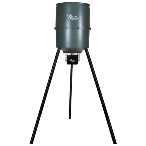 Wildgame Innovations Quick-Set Pro 270lb Game Feeder | Digital timer durable Varmint-Proof tripod Corn/Pellet deer hunting feeder, 1-6 available feed times & 50-feet radius