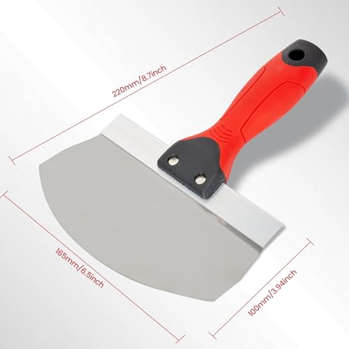 6.5" Bucket Scoop for Drywall & Plaster, Stainless Steel | Contoured Blade, Soft-Grip Handle, For Drywall Mixing, Plaster Application, Paint Scraping, Mortar Handling, Spackling