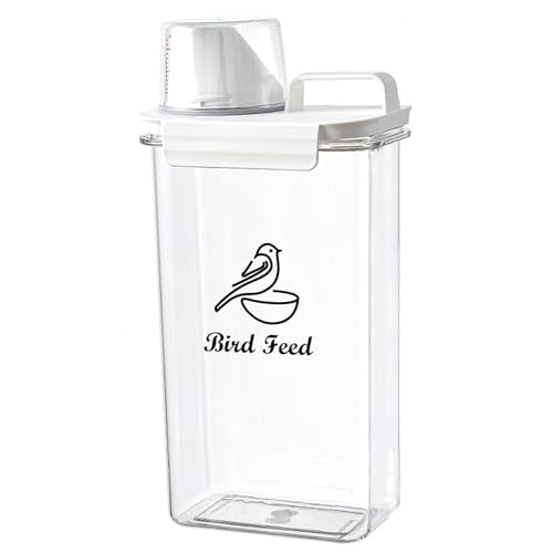 Bird Seed Storage Container Airtight | 3 Qt/2.5 L Clear Plastic Bird Food Container Portable-with Measuring Cup/Lid|Pet Food Storage Container |Wild Bird Seed Dispenser|BPA Free - color: Bird Feed