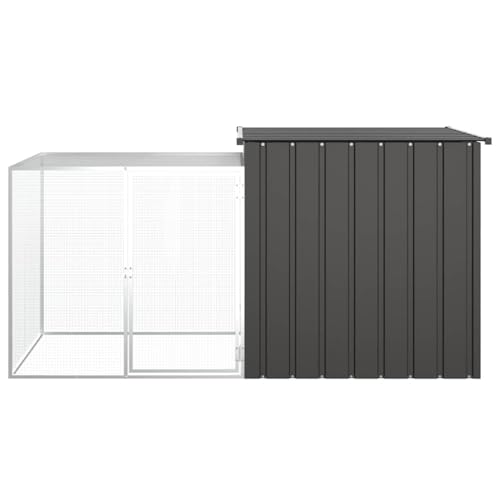 Chicken Coop Anthracite Galvanized Steel 78.7 x 35.8 x 39.4 in Outdoor Hen House Large Walk-in Chicken Run with Lockable Latch, Ventilation & Easy Assembly for Backyard Farm Garden - color: Anthracite