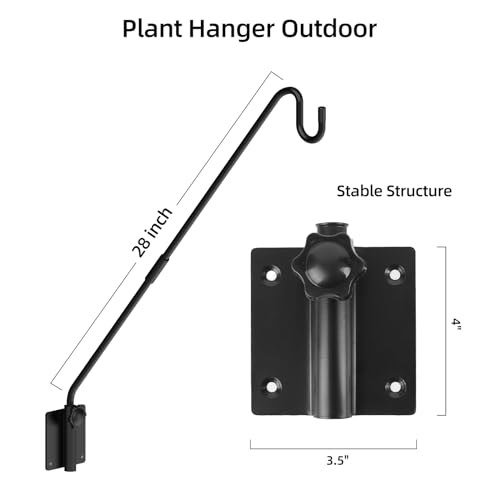 Deck Hook Wall Mount, Heavy Duty Metal Plant Hanger 360° Rotating | Shepherd Bracket For Bird Feeder, Flower Baskets, Lanterns | Extended Arm, Rust-Resistant For Deck, Patio & Garden Use - size: Wall Mounted