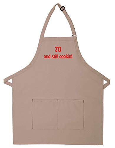 Made in the USA Personalized Embroidered Premium Adult Apron for Men Women Fathers Mothers Day Kitchen BBQ Grilling Gift - color: Khaki, size: Standard
