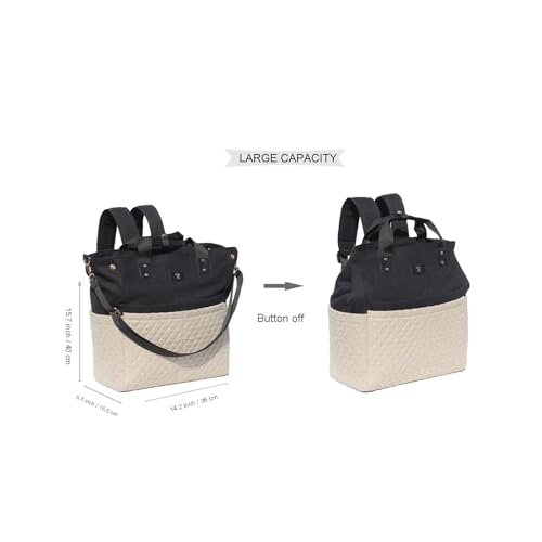 Diaper Tote Bag Totepack Backpack Crossbody Bag 3 in 1 for Women Laptop Backpack Multifunctional with Insulated Pockets - color: Linen Beige