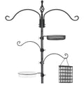 Bird Feeder Pole Wild Bird Feeder Hanging Kit Planter, 83 Inch Bird Feeding Station Kit with 5 Prongs Base Hummingbird Feeder Stand Hook for Outside