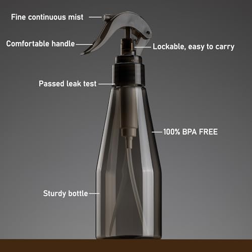 Continuous Spray Bottle for Hair 10oz, Ultra Fine Water Spray Bottles for Cleaning, Plant, Pets (Plastic, 300ml) - color: black