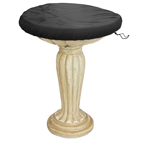 Bird Bath Cover Waterproof & Dust-Proof Outdoor Living Covers with Elastic -30" Dia x 4" H Black - size: 30" D x 4" H