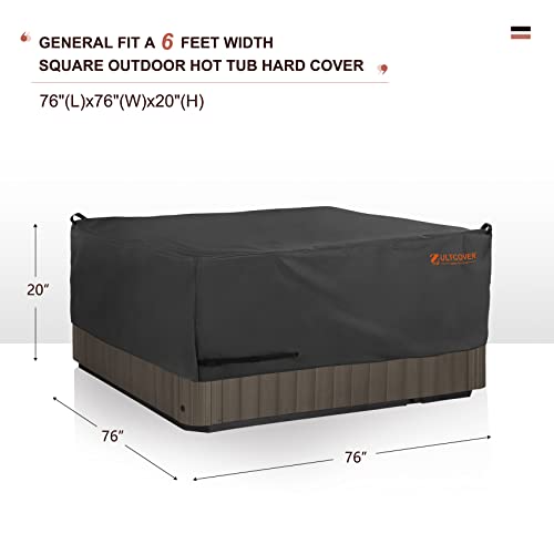 ULTCOVER Smart Selection Outdoor Hot Tub Hard Cover Protector Waterproof Square SPA Cover Cap 76 inch, Black - color: Black, size: 76"(L)x76"(W)x20"(H)