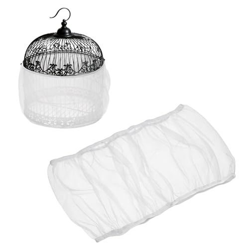 Bird Cage Seed Catcher, Bird Cage Net Cover Seeds Guard, Universal Birdcage Accessories, White, Circumference 45.7"-59.1", Height 9.8" for Parrot Cockatiel Enclosures - color: White, size: Circumference 45.7"-59.1", height 9.8"