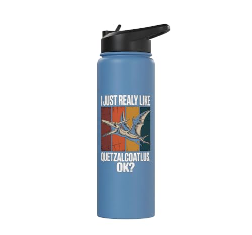 Really Like Quetzalcoatlus Bird Flying Dinosaur Kids Trex Stainless Steel Insulated Water Bottle - color: Light Blue