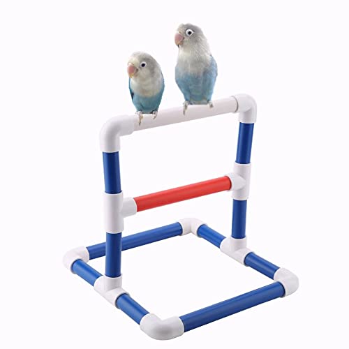 Training Stand Pet Bird Table Perch Stands PVC Bird Standing Bird Shower Bath Stand Rack Standing Gym Training Grinding Toy Playstand Holder(PVC) - color: PVC