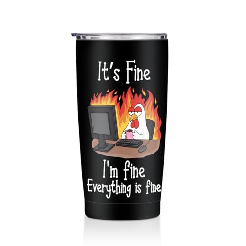 Jztco Funny Birthday Gifts for Women Men 20 oz Tumbler, Office Gag Gifts | Chicken Themed Insulated Travel Coffee Mug Stainless Steel Insulated Water Bottle, Funny Gifts for Coworker Boss Women, Black - color: Multi 1459