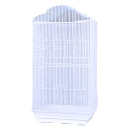 Bird Cage Seed Catcher, Large Airy Gauze Seeds Bird Cage Cover Guard Adjustable Bird Cage Cover Birdcage Seed Feather Catcher Universal Birdcage Parrot Bird Nylon Mesh Net Cover(L-118x16 in, White) - color: White, size: Large