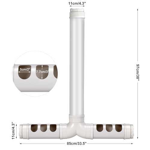 PVC Chicken Feeder No Waste 13lbs Automatic Poultry Feeder | Chicken Food Dispenser with 6 Feeding Port Gravity Poultry Feeding Trough for Ducks Turkeys Geese Quails Pigeon