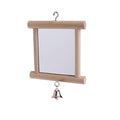 Litewoo Bird Mirror with Bell Parrot Swing Interactive Play Toys, 1PC | Natural wood, with bell, 5.91"x3.94", reduces loneliness, easy hang on cages, for small bird/parakeet/conure/lovebird - color: Bird Mirror with Bell-2 PCS
