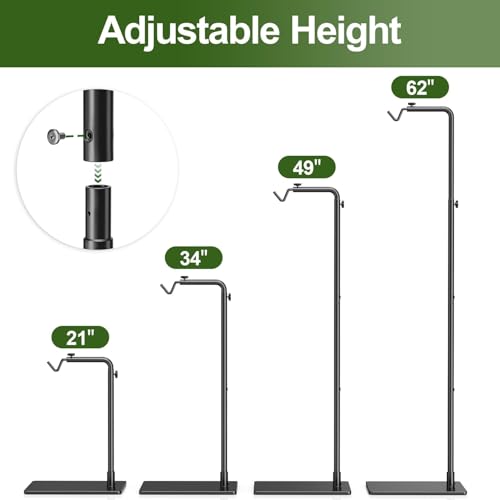 Reptile Heat Lamp Stand, Adjustable 21"-62"H Light Holder, Heavy Base | Heavy Duty, Wide Compatibility for Bearded Dragon, Turtle, Snake, Lizard, Terrarium Tank or Aquarium Use - size: 62" Height