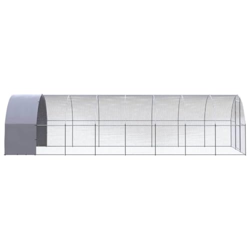 Large Outdoor Chicken Coop, 118.1 x 315.0 x 78.7 in Walk-in Metal Poultry Run with Cover, Galvanized Steel Hen House Cage for Ducks, Rabbits and Small Animals, Silver - color: Silver-I