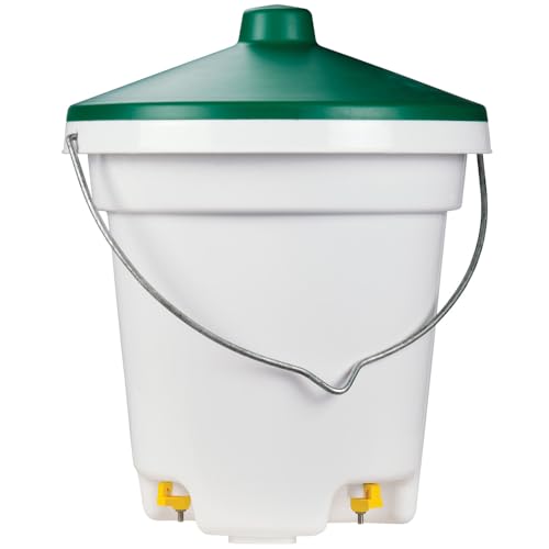 Premier 1 Bucket Nipple Waterer for Chickens & Poultry | 3 recessed nipples keep reservoir clean. Hangs via included adjustable cord. For 35 adult birds & waterfowl. 3-gallon, 15"H.