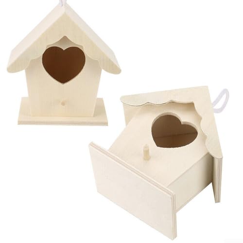 Wooden Bird House for Wild Birds, Natural Cedar Nesting Box for Backyard Garden, Double-Layer Design Outdoor Birdhouse with Ventilation & Drainage Holes, 1 Piece