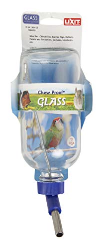 Lixit Glass Water Bottles for Rabbits, Ferrets, Small Birds, Guinea Pigs, Rats, Hamsters and Other Pets (16oz Pack of 2)