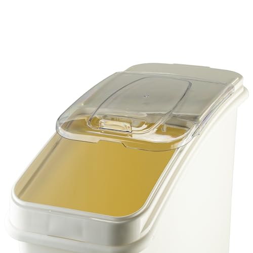 Winco 21 Gallon Clear Ingredient Bin | Includes scoop, Smooth mobility, NSF listed, Great for Mobile Storage, Carts, Equipment Movement and Foodservice - size: 21 Gallon, style: Rolling Bin
